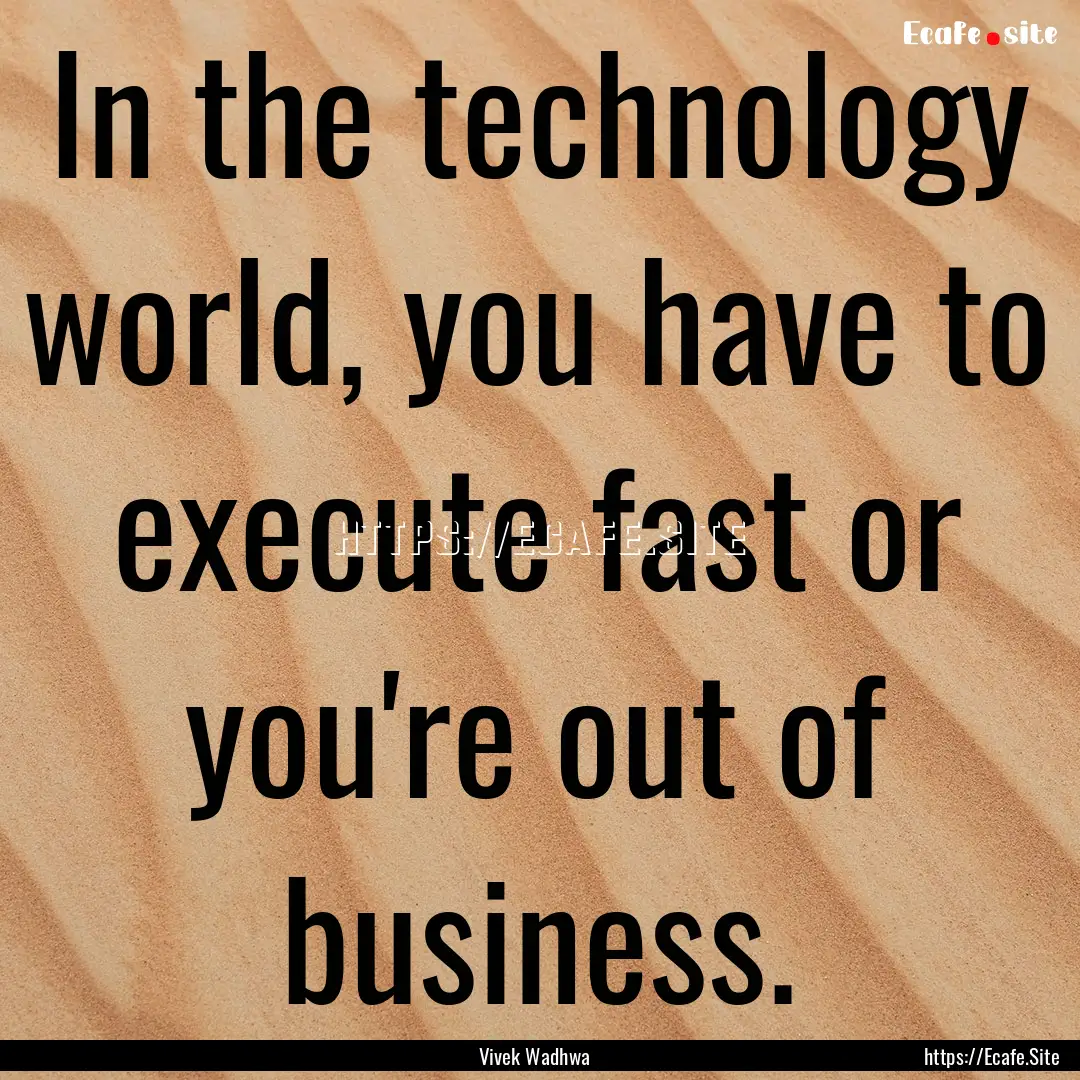 In the technology world, you have to execute.... : Quote by Vivek Wadhwa