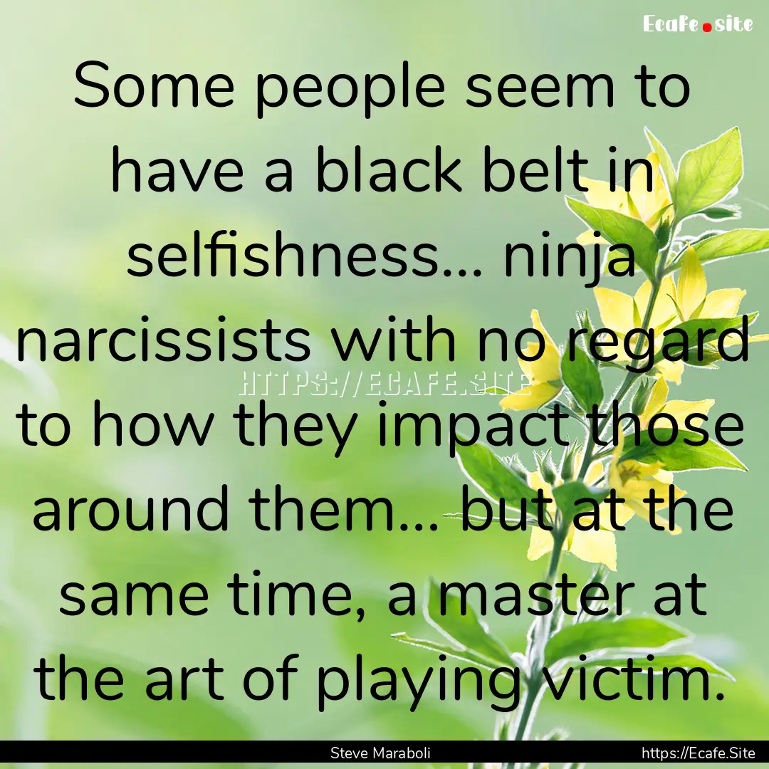 Some people seem to have a black belt in.... : Quote by Steve Maraboli