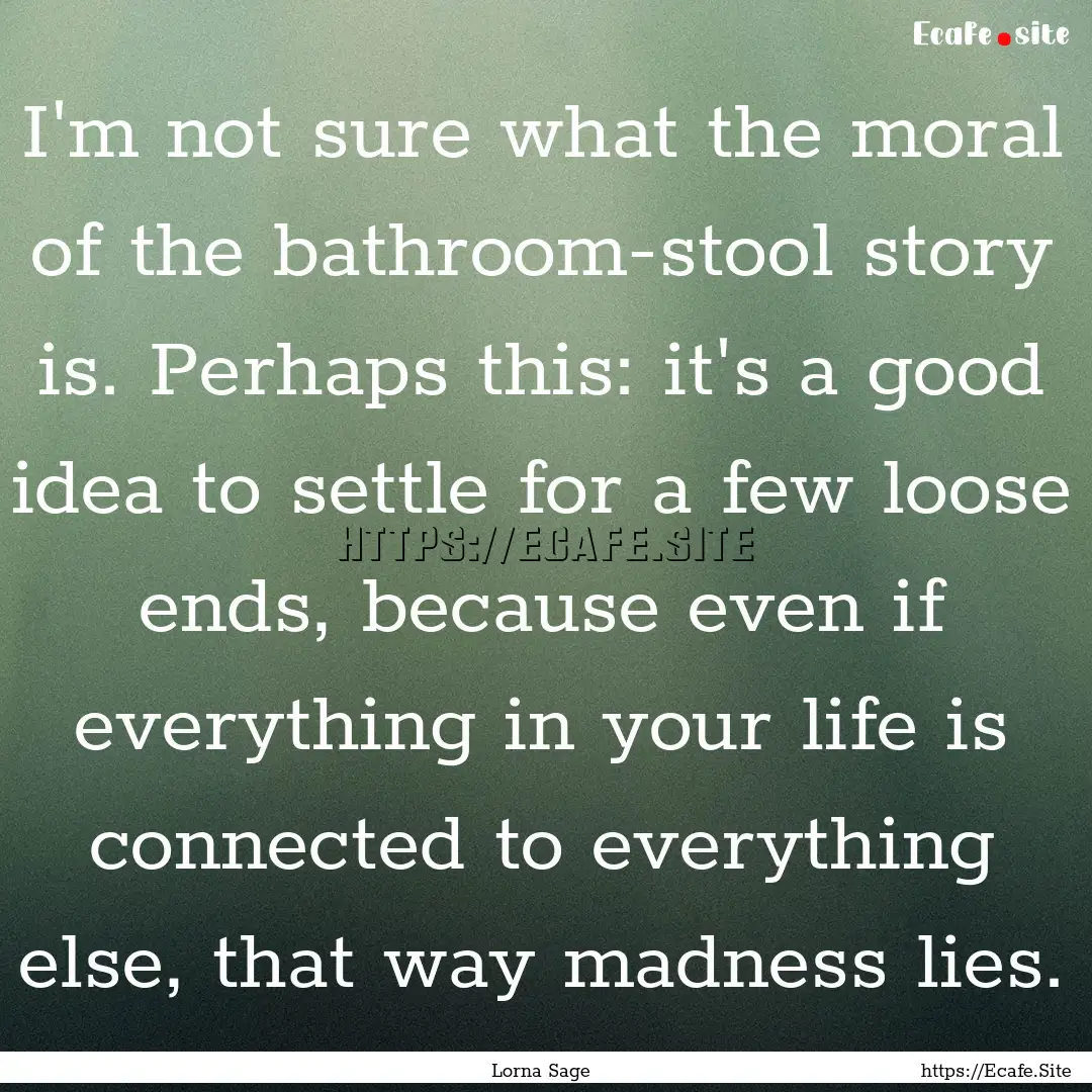 I'm not sure what the moral of the bathroom-stool.... : Quote by Lorna Sage