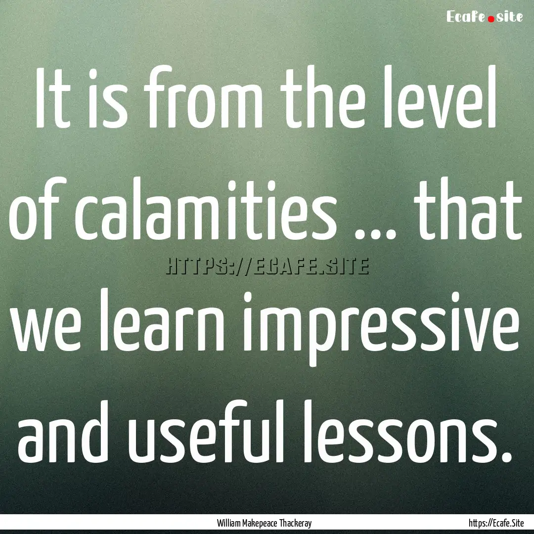 It is from the level of calamities ... that.... : Quote by William Makepeace Thackeray