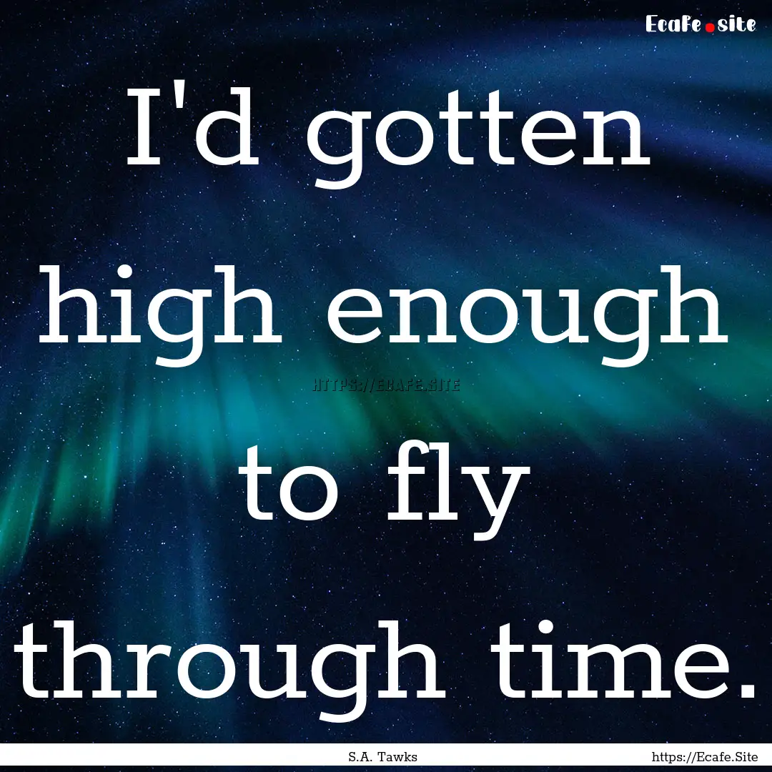 I'd gotten high enough to fly through time..... : Quote by S.A. Tawks