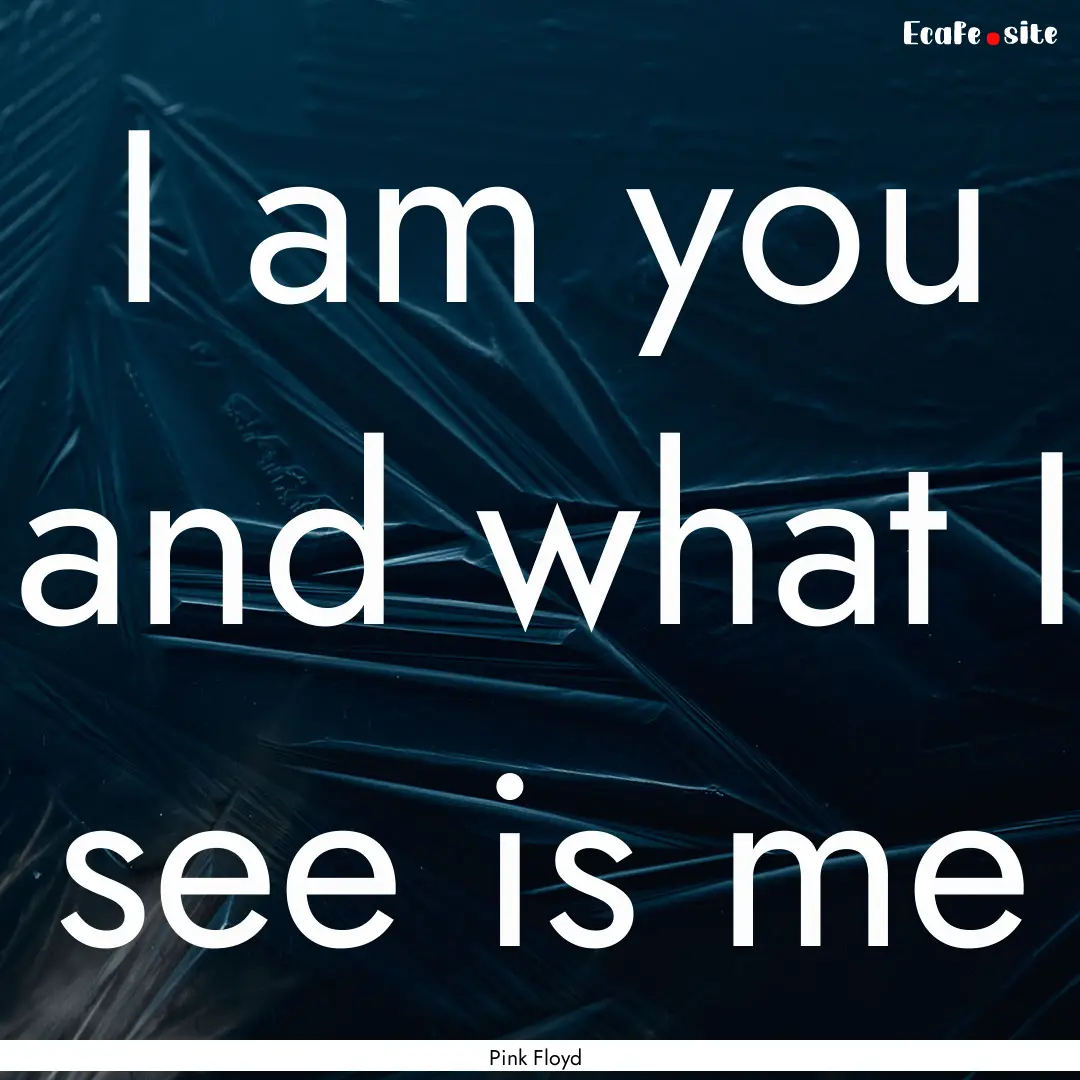 I am you and what I see is me : Quote by Pink Floyd