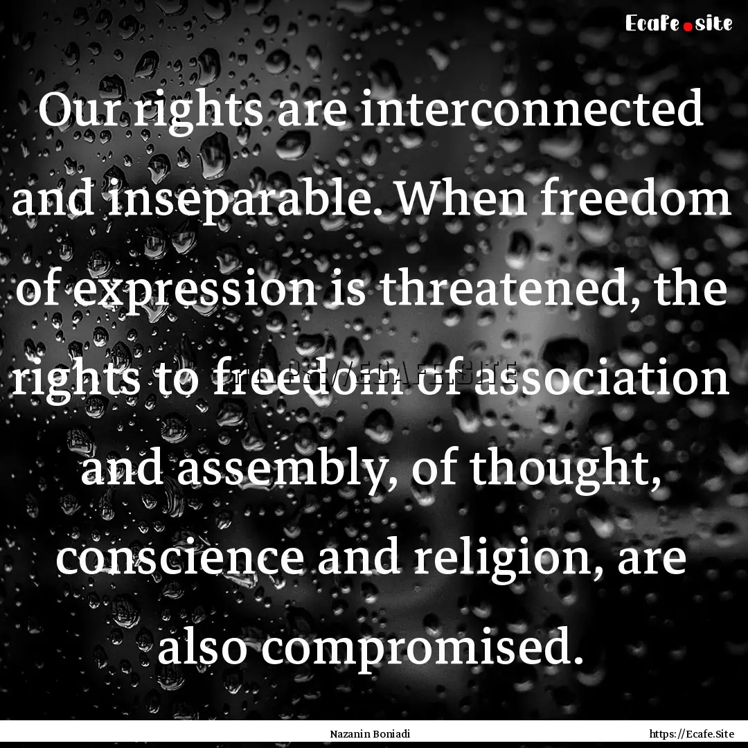 Our rights are interconnected and inseparable..... : Quote by Nazanin Boniadi