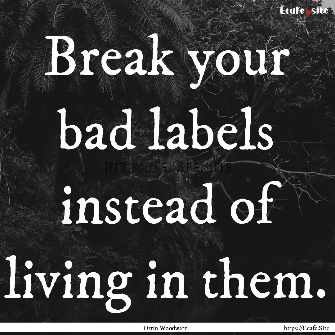 Break your bad labels instead of living in.... : Quote by Orrin Woodward