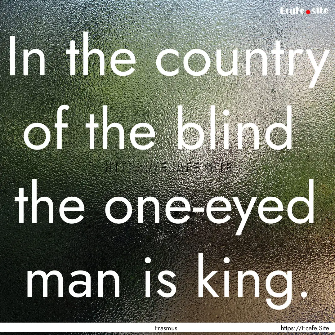 In the country of the blind the one-eyed.... : Quote by Erasmus