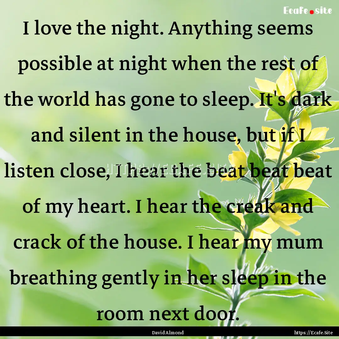 I love the night. Anything seems possible.... : Quote by David Almond