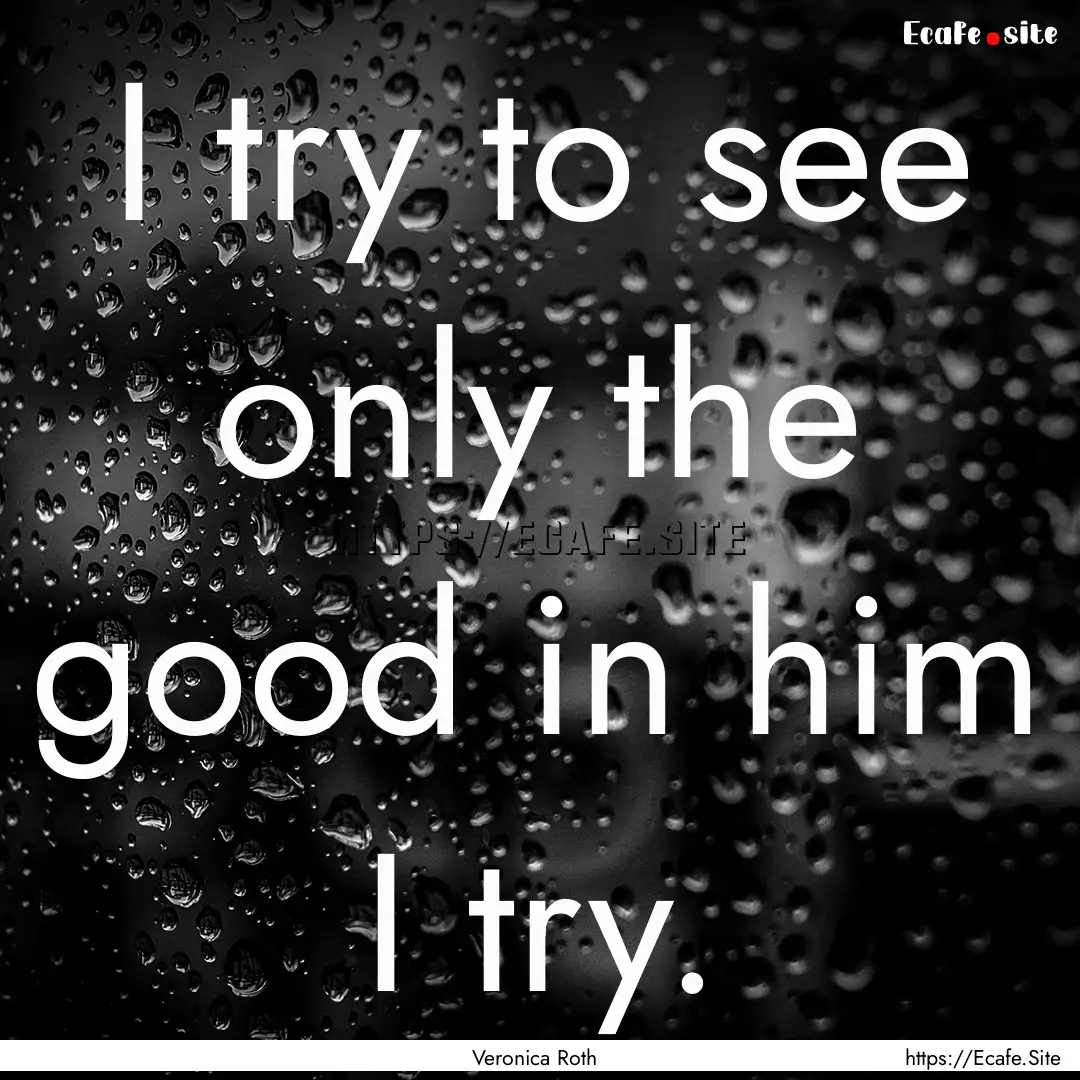 I try to see only the good in him I try. : Quote by Veronica Roth