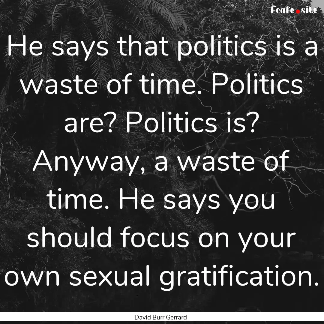 He says that politics is a waste of time..... : Quote by David Burr Gerrard