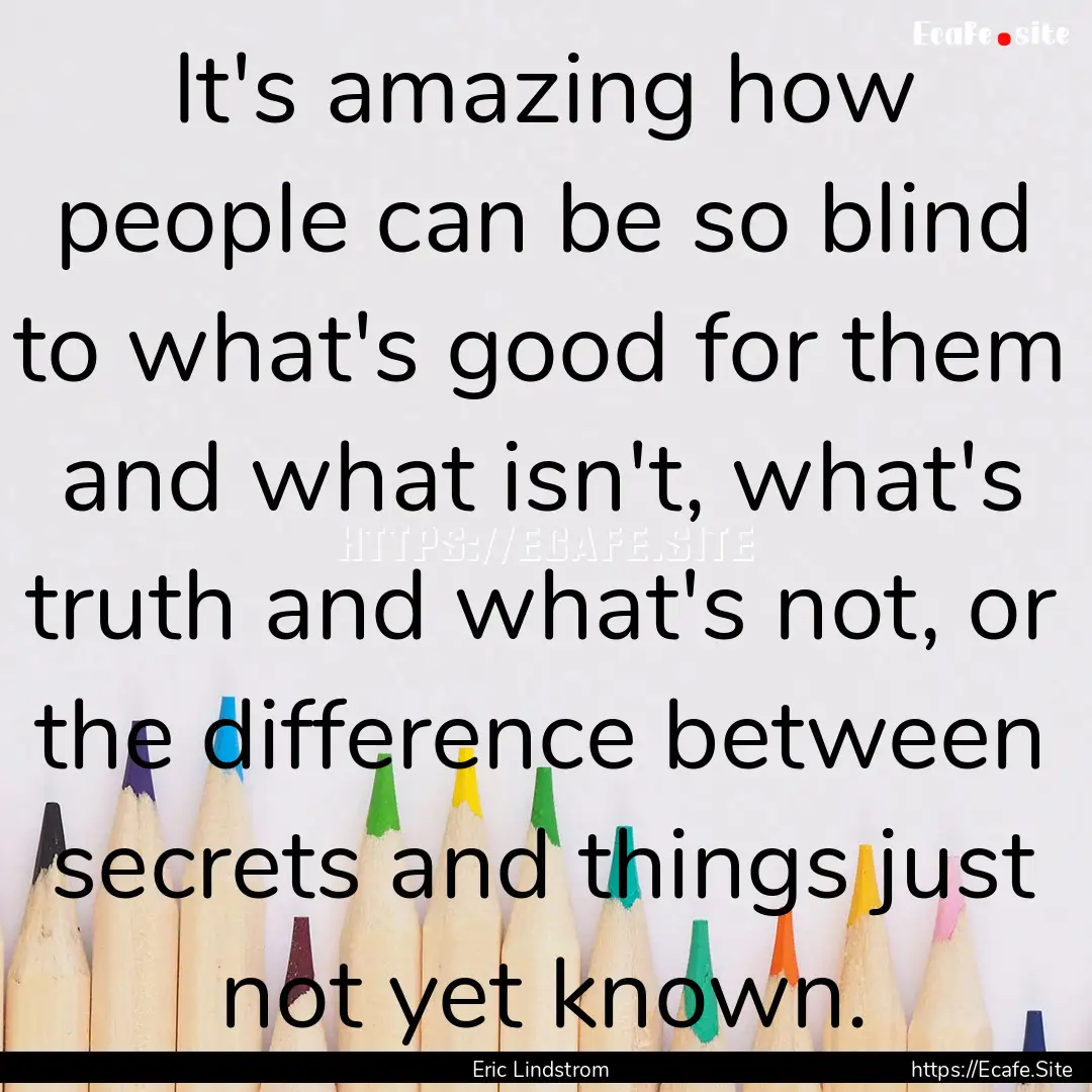 It's amazing how people can be so blind to.... : Quote by Eric Lindstrom