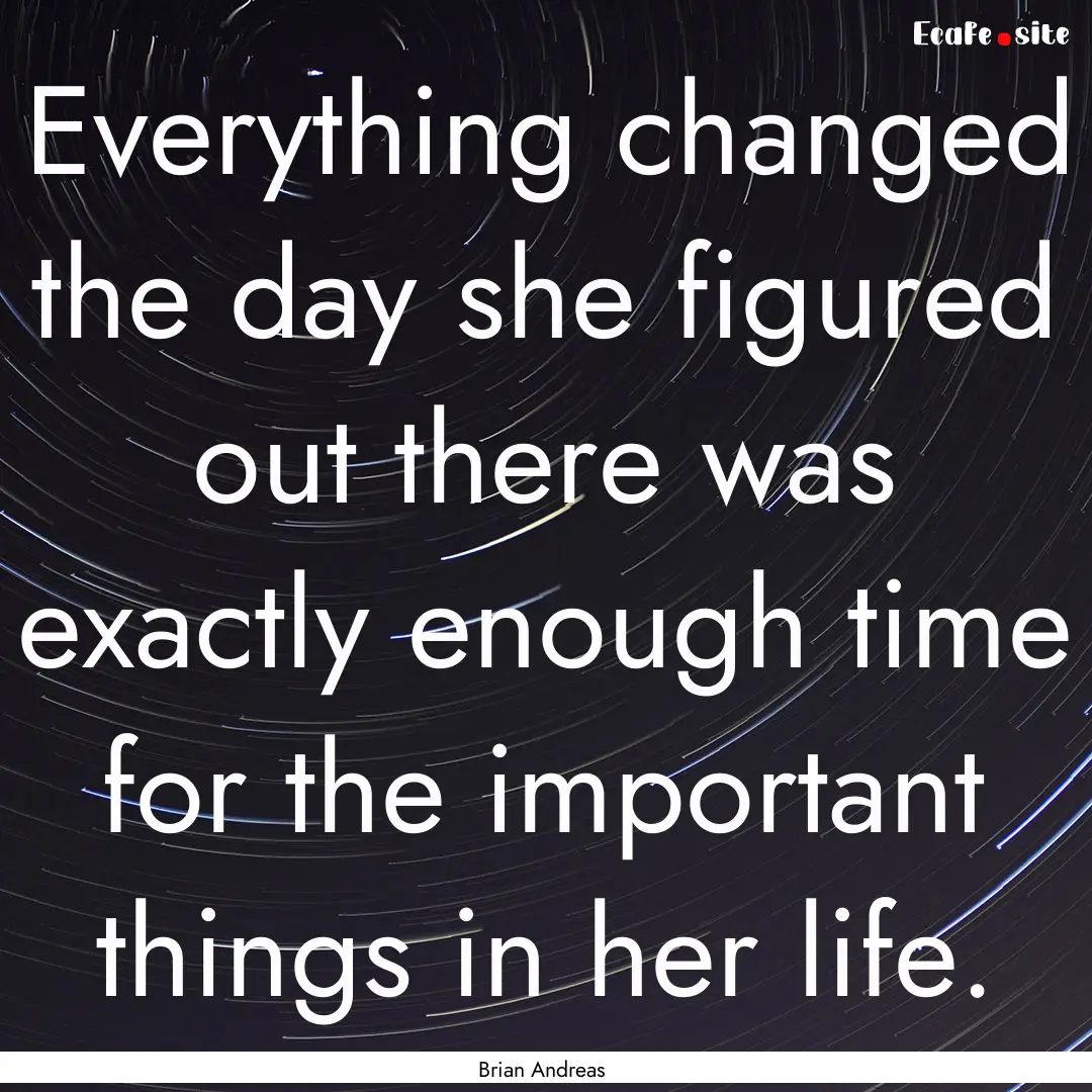 Everything changed the day she figured out.... : Quote by Brian Andreas