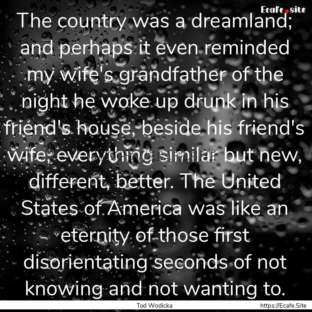 The country was a dreamland; and perhaps.... : Quote by Tod Wodicka