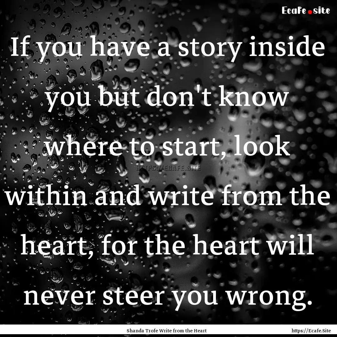 If you have a story inside you but don't.... : Quote by Shanda Trofe Write from the Heart