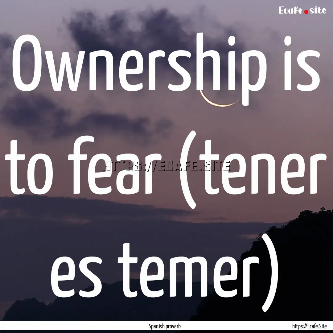 Ownership is to fear (tener es temer) : Quote by Spanish proverb