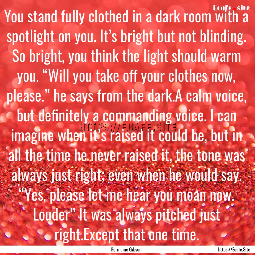 You stand fully clothed in a dark room with.... : Quote by Germaine Gibson