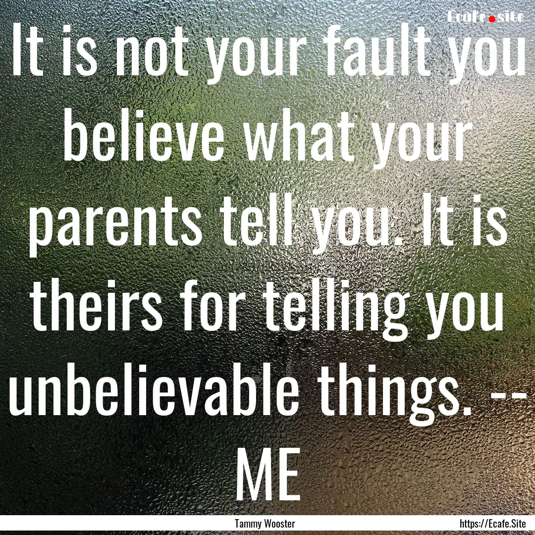 It is not your fault you believe what your.... : Quote by Tammy Wooster