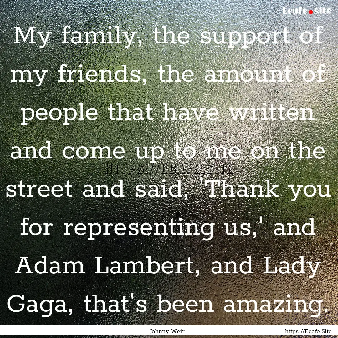 My family, the support of my friends, the.... : Quote by Johnny Weir