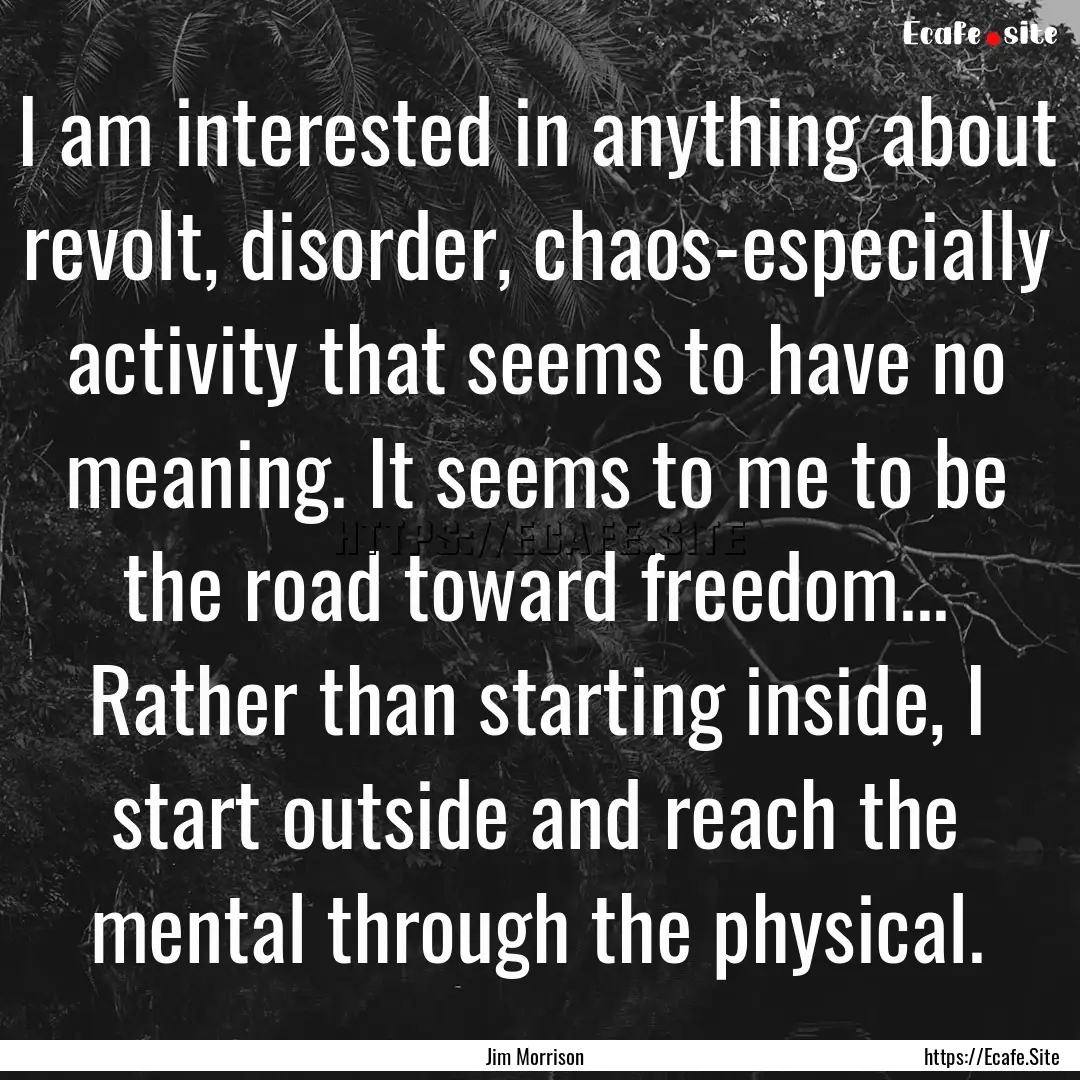 I am interested in anything about revolt,.... : Quote by Jim Morrison