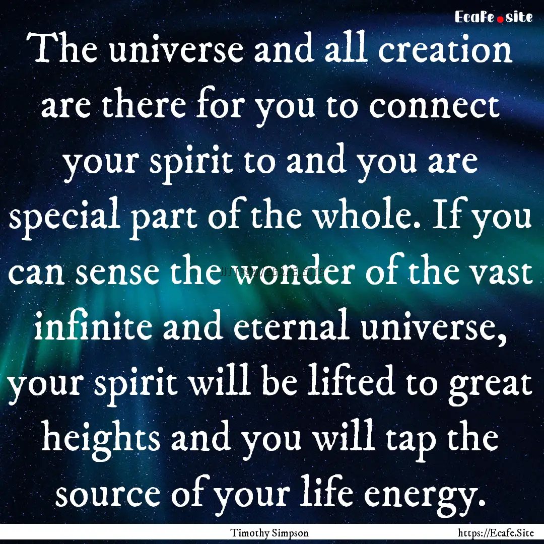 The universe and all creation are there for.... : Quote by Timothy Simpson