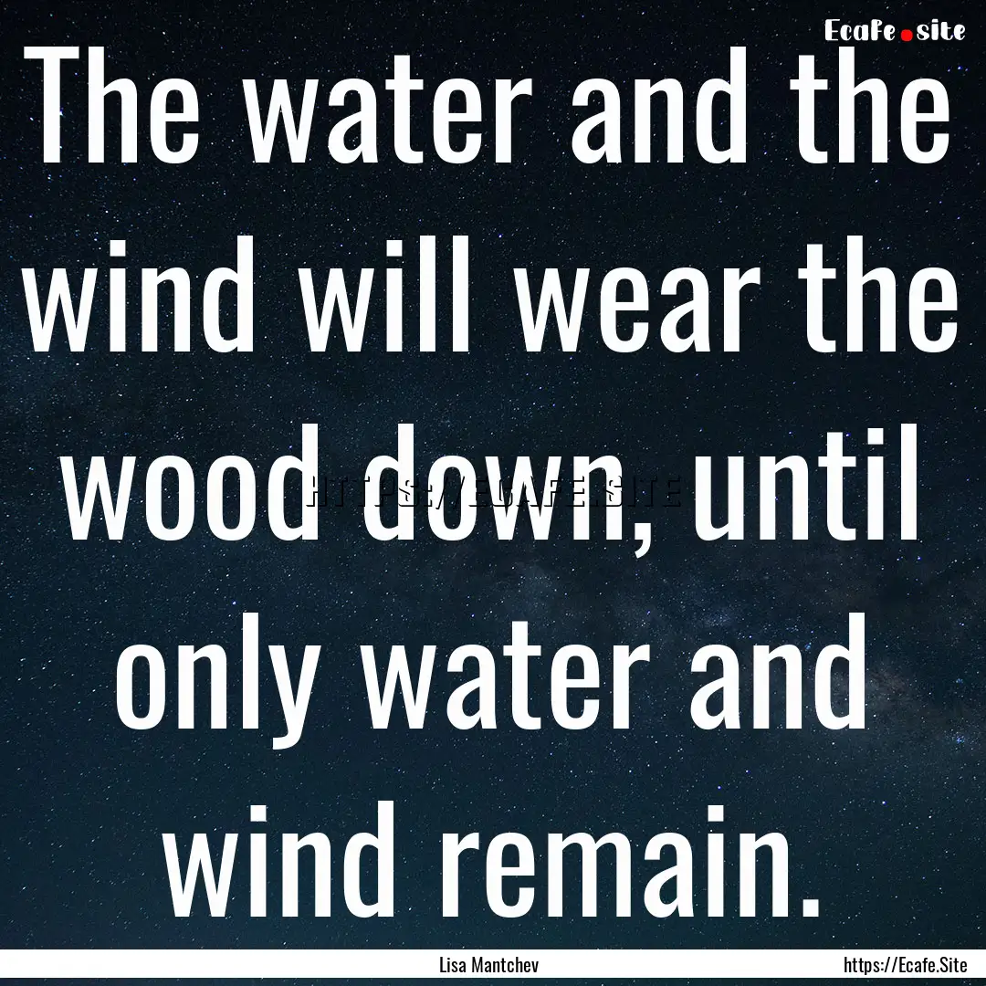 The water and the wind will wear the wood.... : Quote by Lisa Mantchev