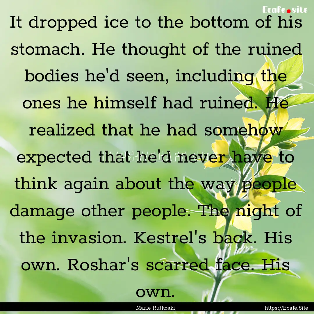 It dropped ice to the bottom of his stomach..... : Quote by Marie Rutkoski