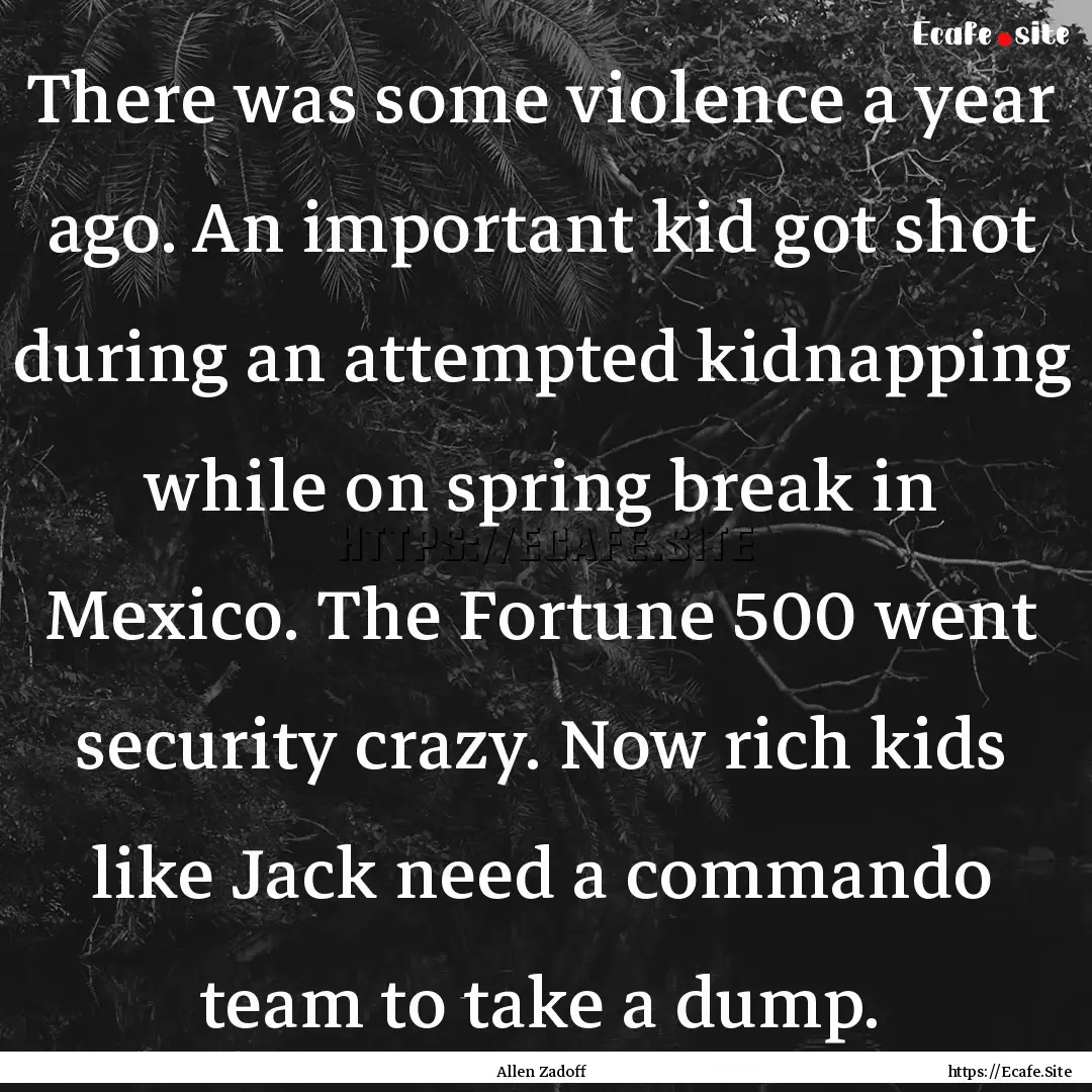 There was some violence a year ago. An important.... : Quote by Allen Zadoff