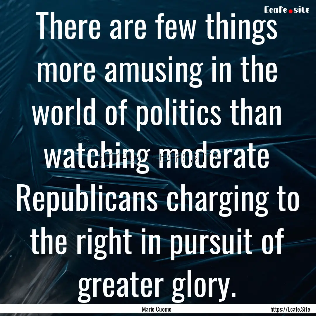 There are few things more amusing in the.... : Quote by Mario Cuomo