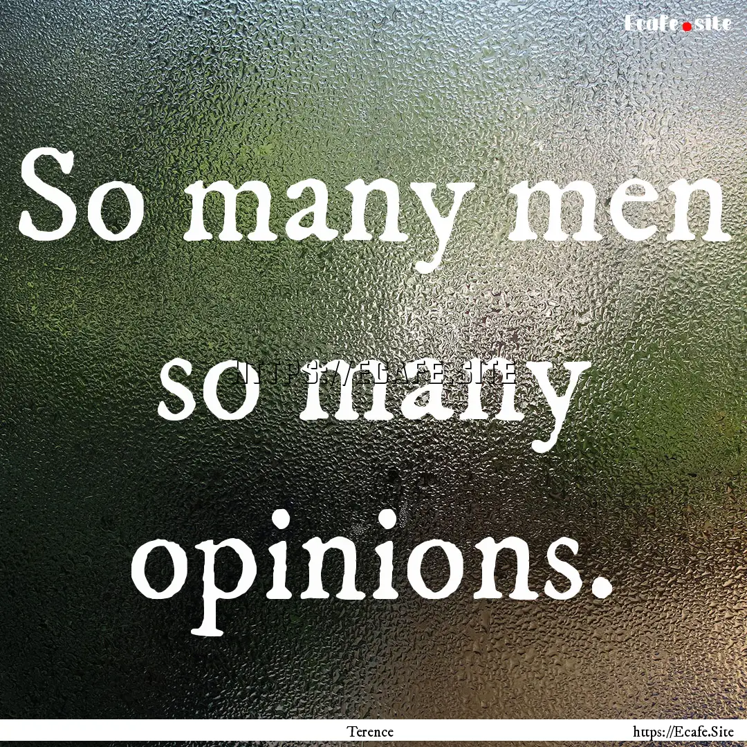 So many men so many opinions. : Quote by Terence