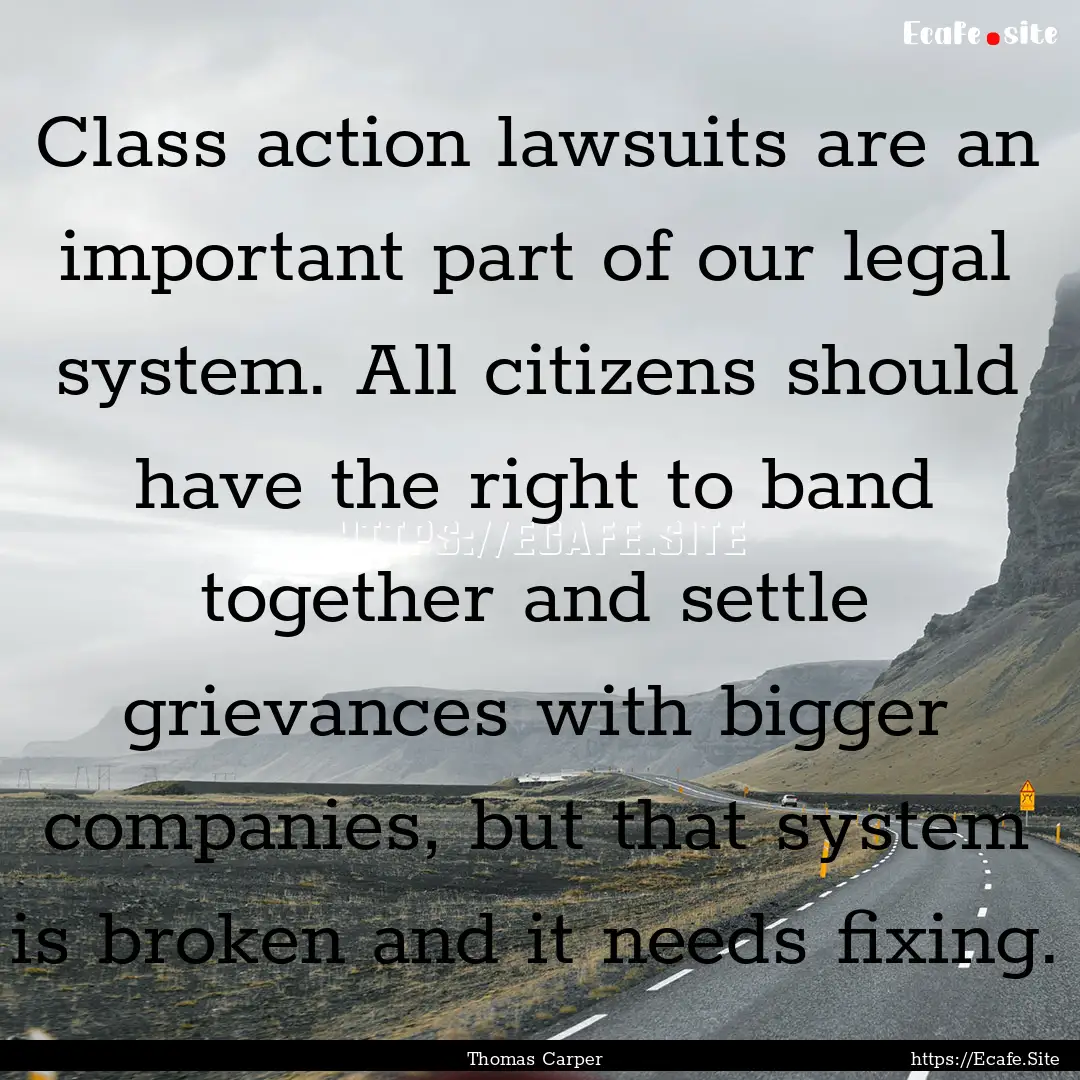 Class action lawsuits are an important part.... : Quote by Thomas Carper