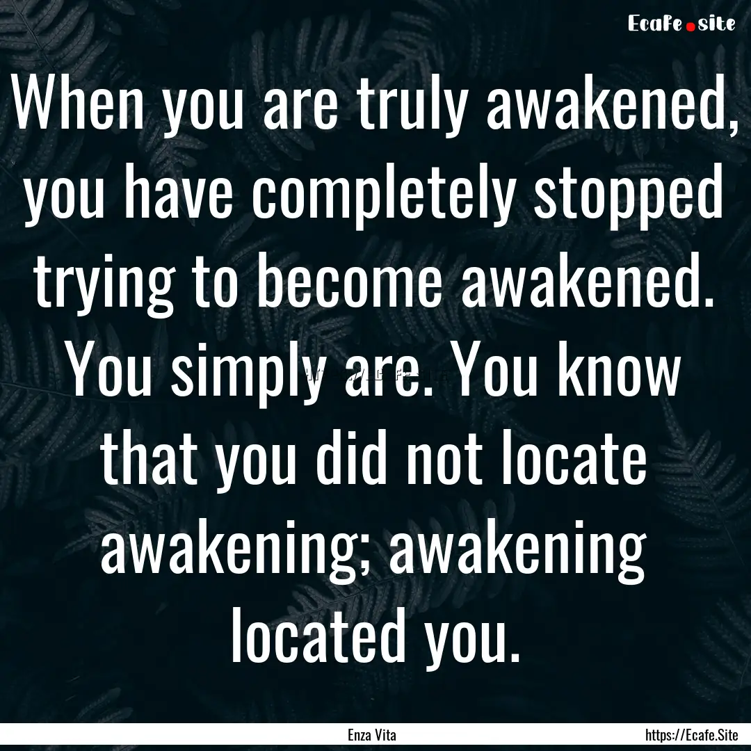 When you are truly awakened, you have completely.... : Quote by Enza Vita