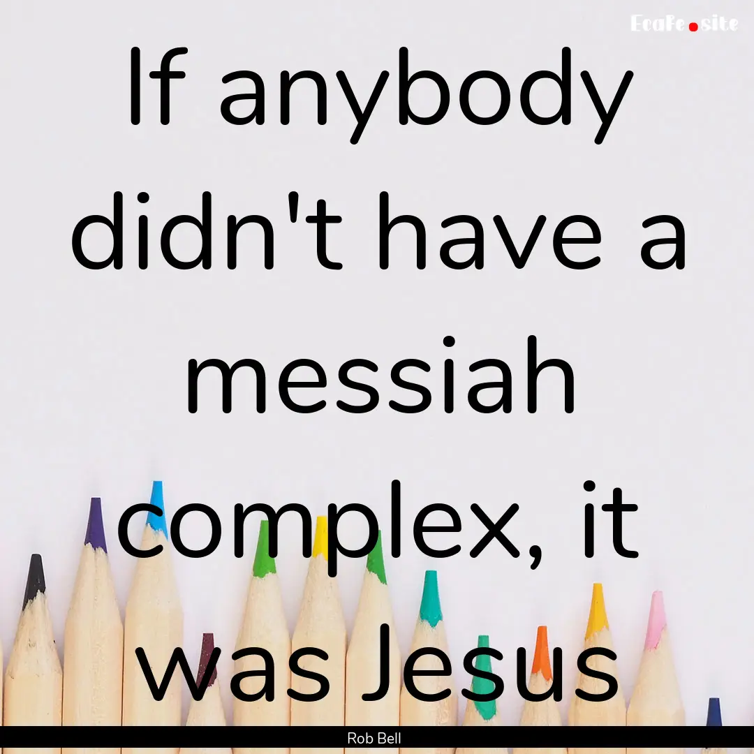 If anybody didn't have a messiah complex,.... : Quote by Rob Bell