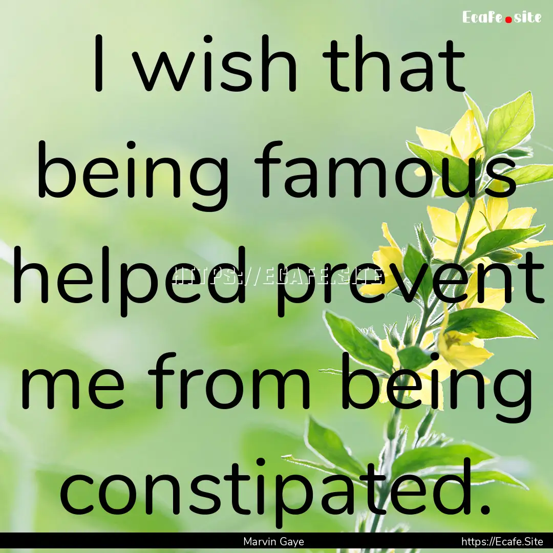 I wish that being famous helped prevent me.... : Quote by Marvin Gaye