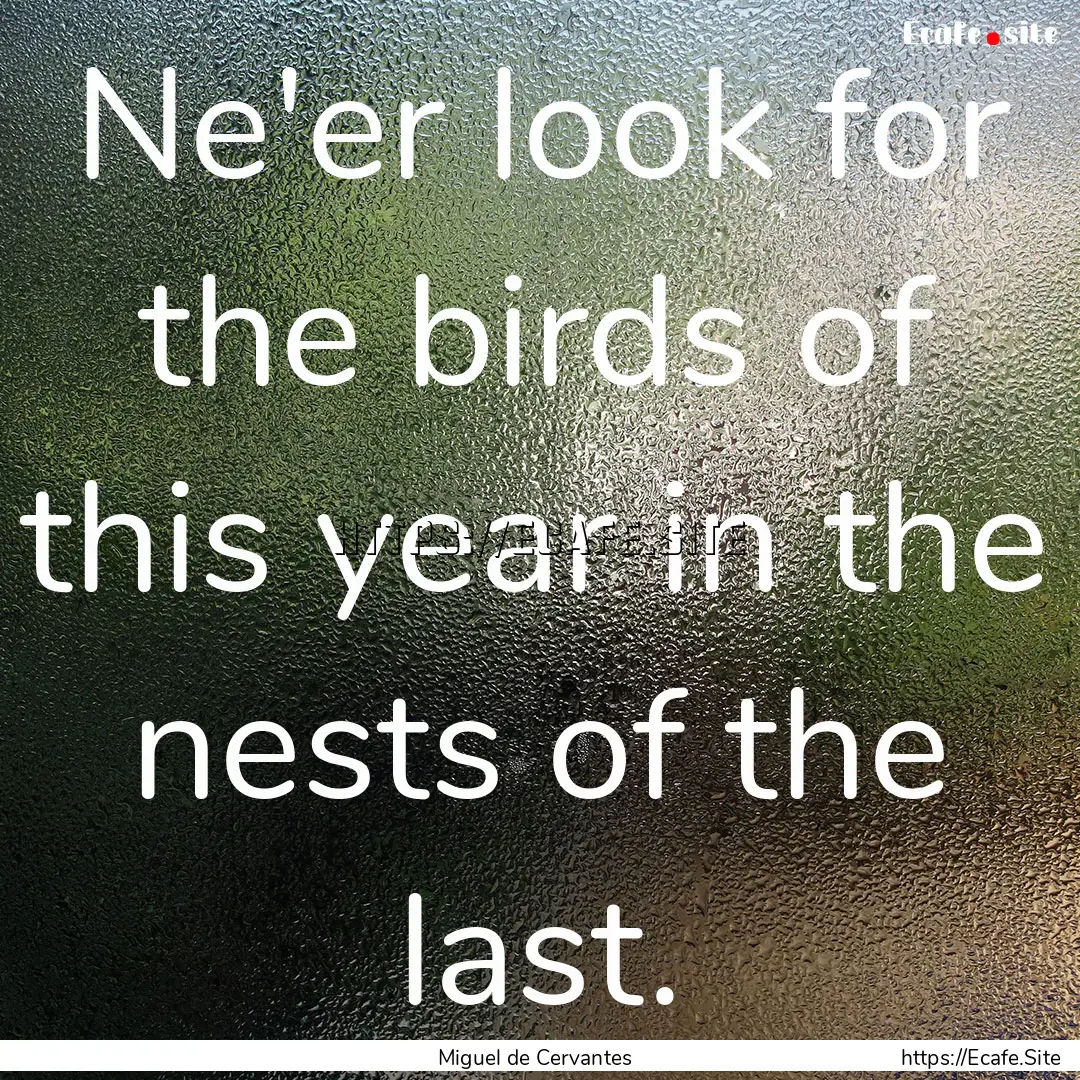 Ne'er look for the birds of this year in.... : Quote by Miguel de Cervantes