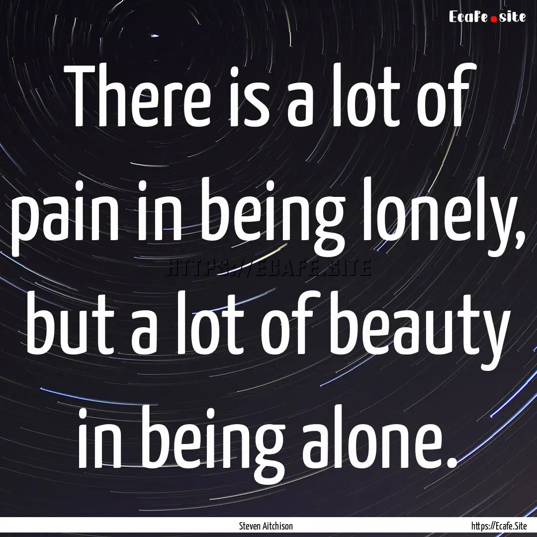 There is a lot of pain in being lonely, but.... : Quote by Steven Aitchison