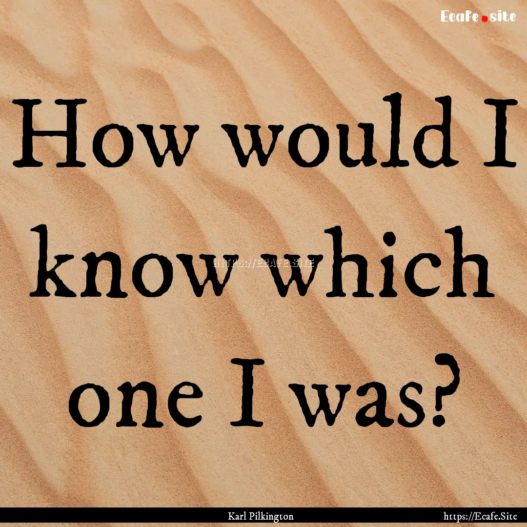 How would I know which one I was? : Quote by Karl Pilkington