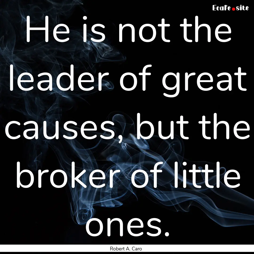 He is not the leader of great causes, but.... : Quote by Robert A. Caro