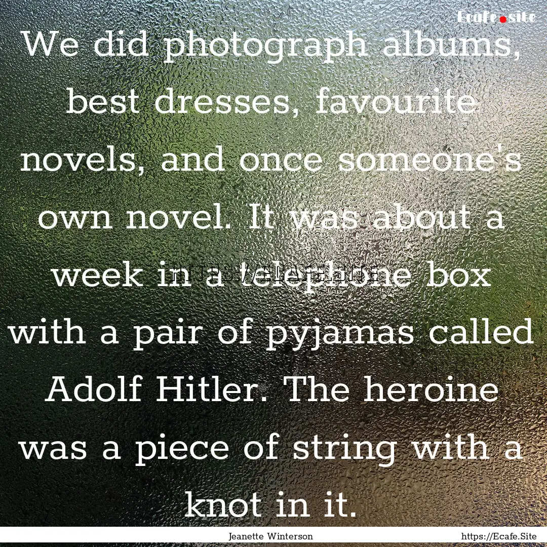 We did photograph albums, best dresses, favourite.... : Quote by Jeanette Winterson