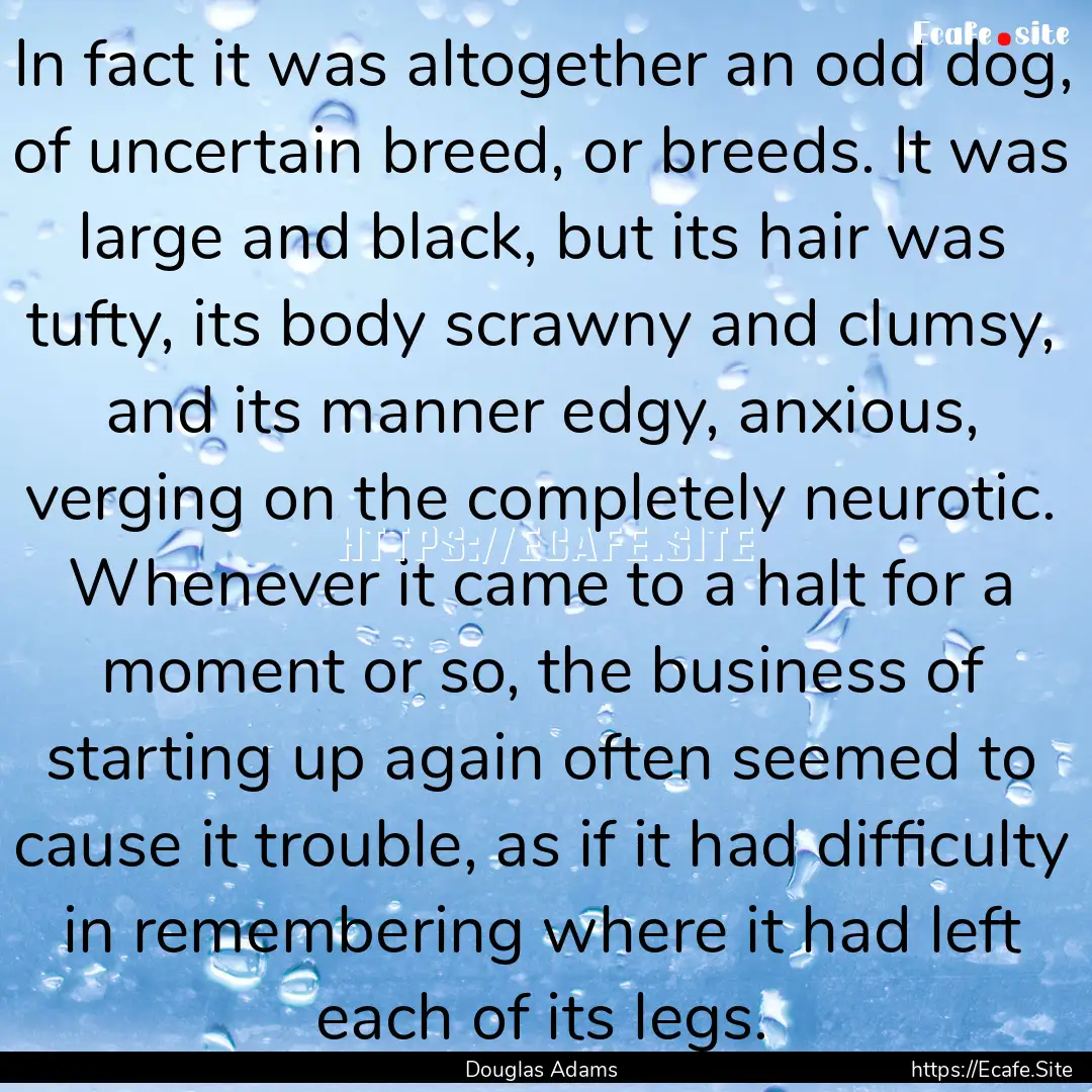 In fact it was altogether an odd dog, of.... : Quote by Douglas Adams