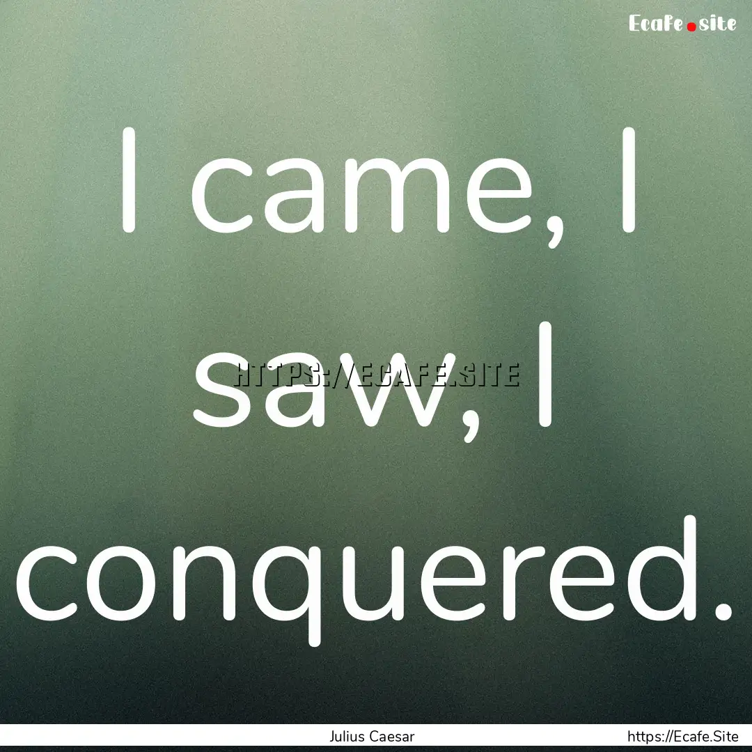 I came, I saw, I conquered. : Quote by Julius Caesar