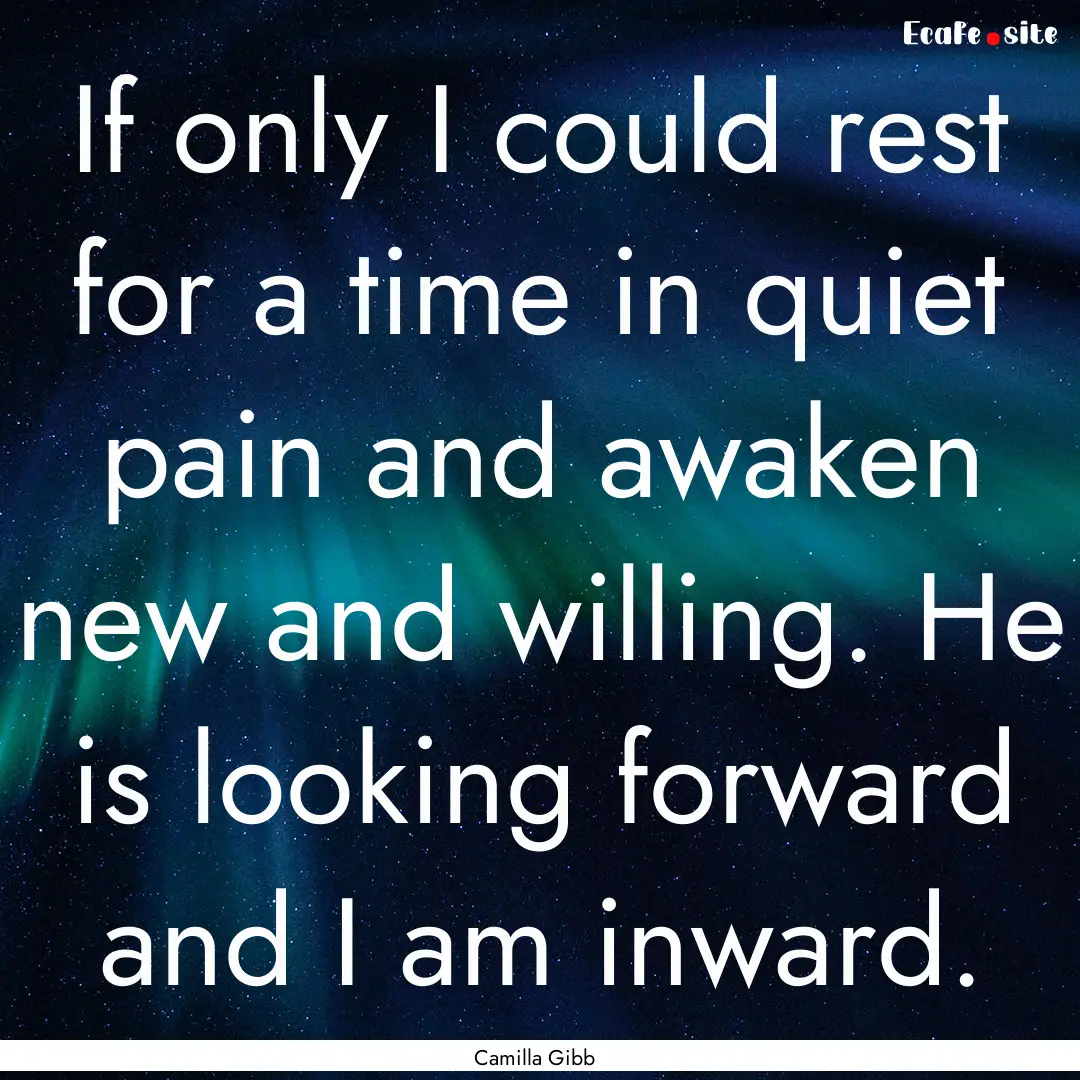 If only I could rest for a time in quiet.... : Quote by Camilla Gibb