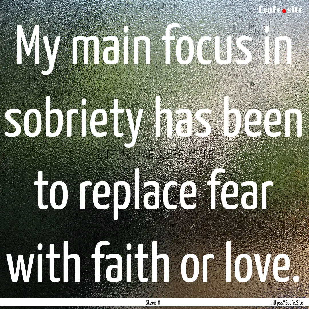 My main focus in sobriety has been to replace.... : Quote by Steve-O