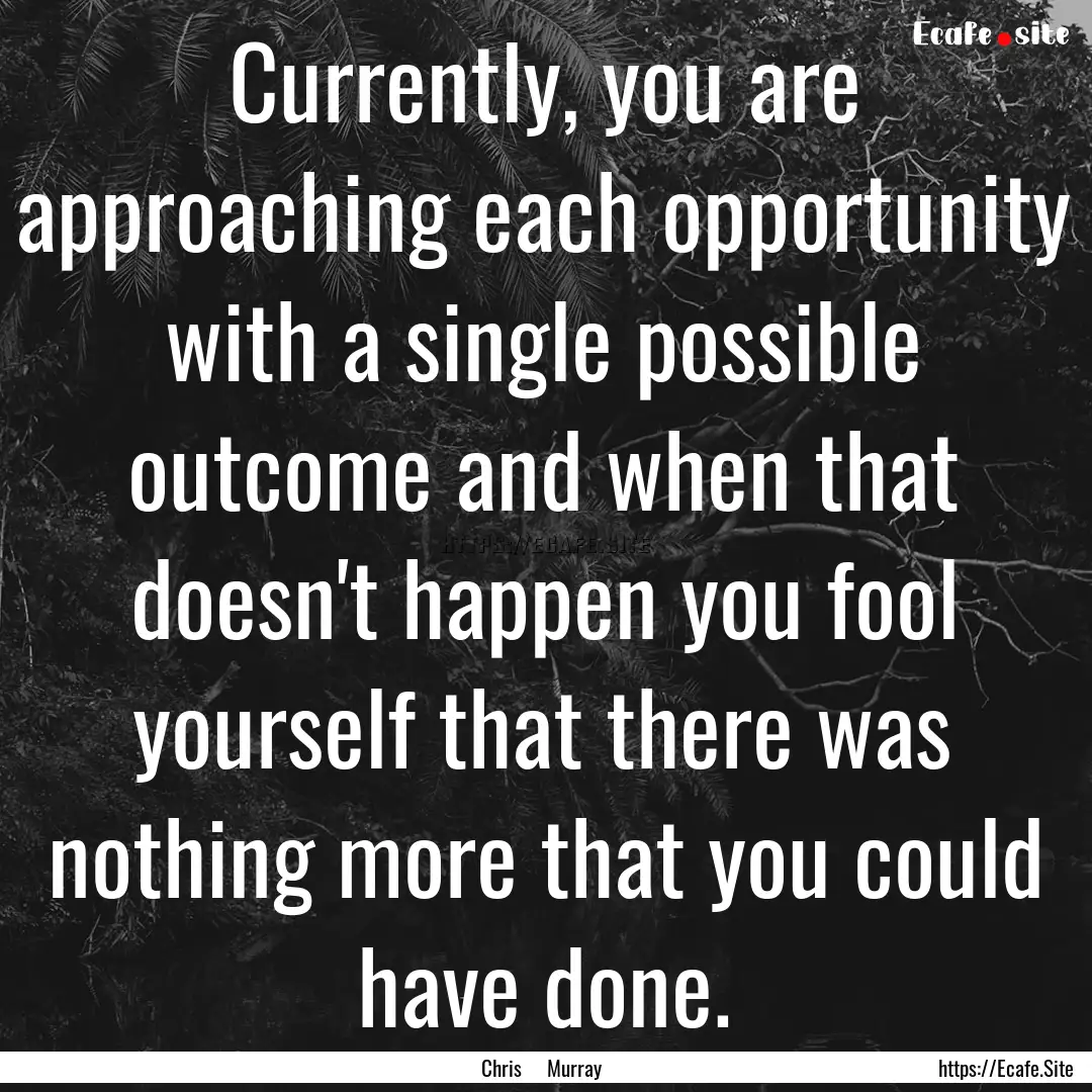 Currently, you are approaching each opportunity.... : Quote by Chris Murray