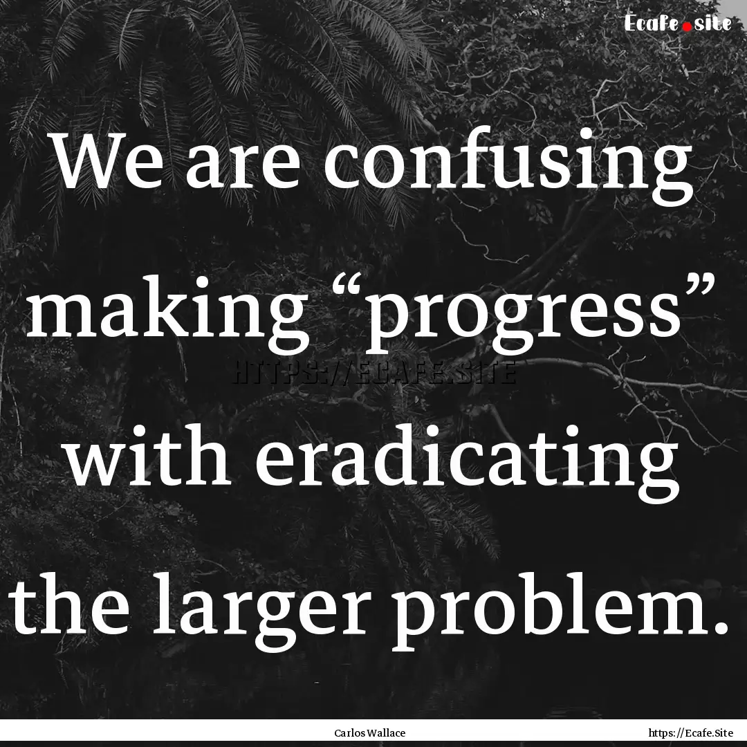 We are confusing making “progress” with.... : Quote by Carlos Wallace