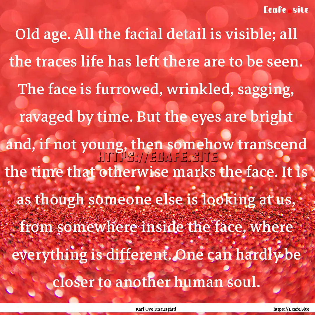 Old age. All the facial detail is visible;.... : Quote by Karl Ove Knausgård