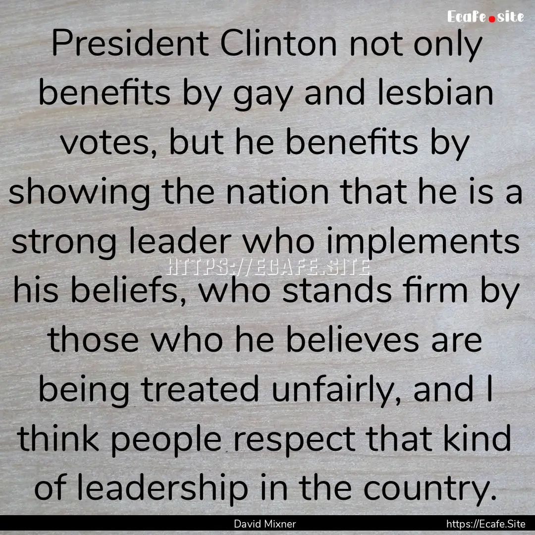 President Clinton not only benefits by gay.... : Quote by David Mixner