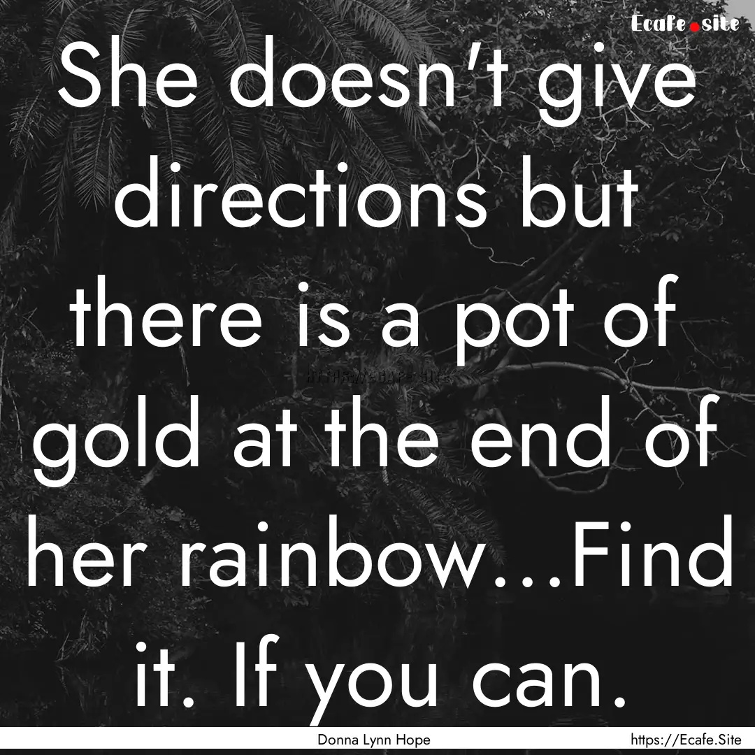 She doesn't give directions but there is.... : Quote by Donna Lynn Hope