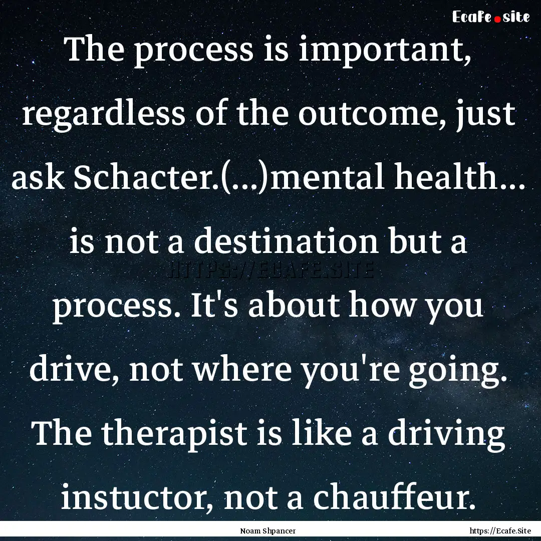 The process is important, regardless of the.... : Quote by Noam Shpancer