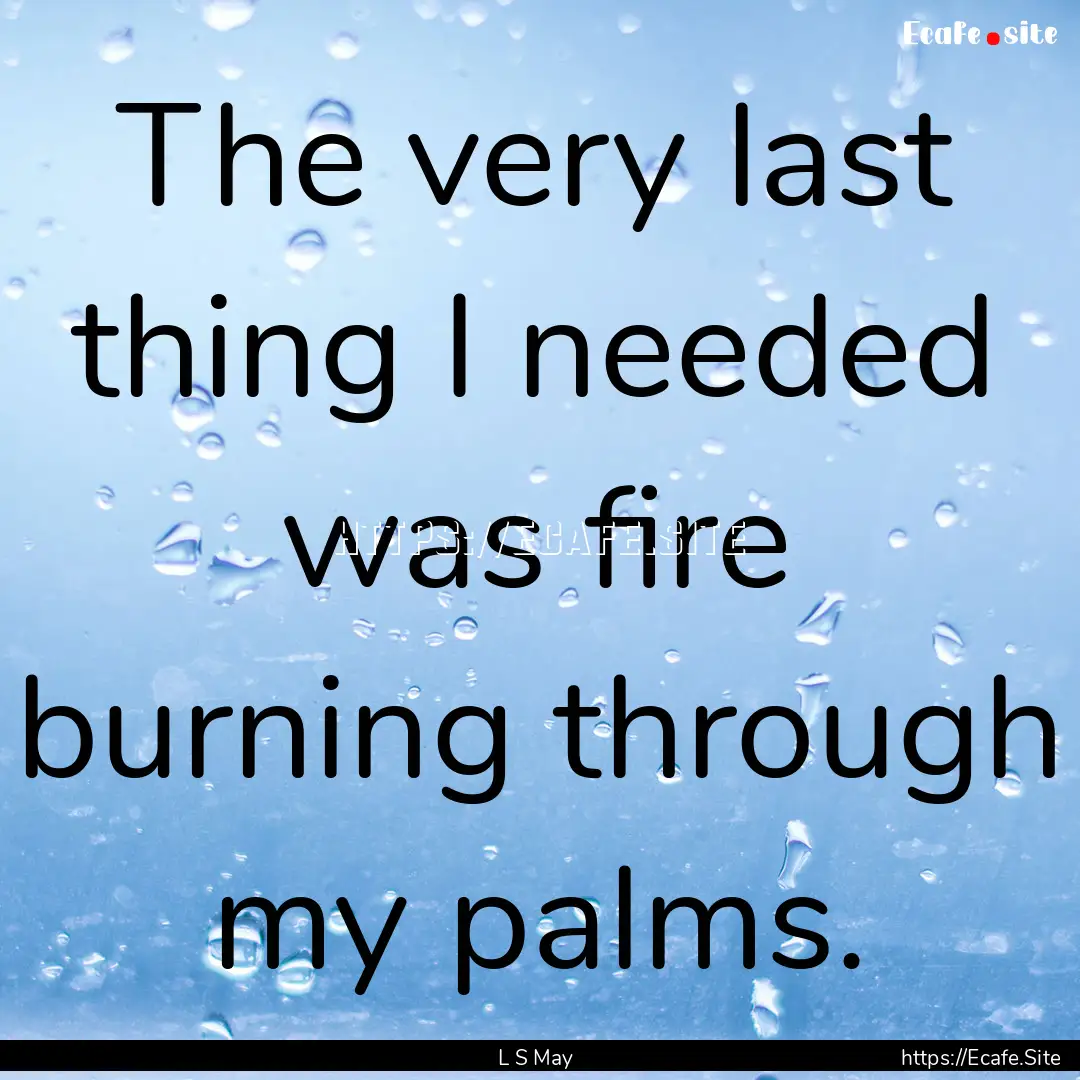 The very last thing I needed was fire burning.... : Quote by L S May