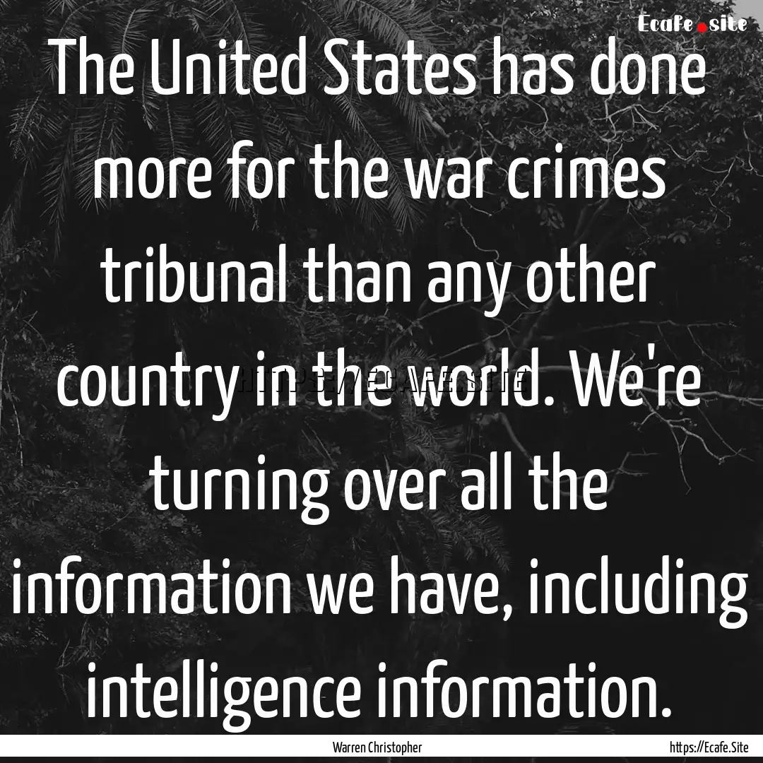 The United States has done more for the war.... : Quote by Warren Christopher