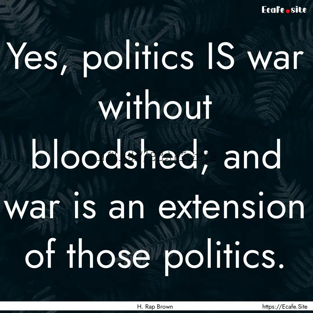 Yes, politics IS war without bloodshed; and.... : Quote by H. Rap Brown