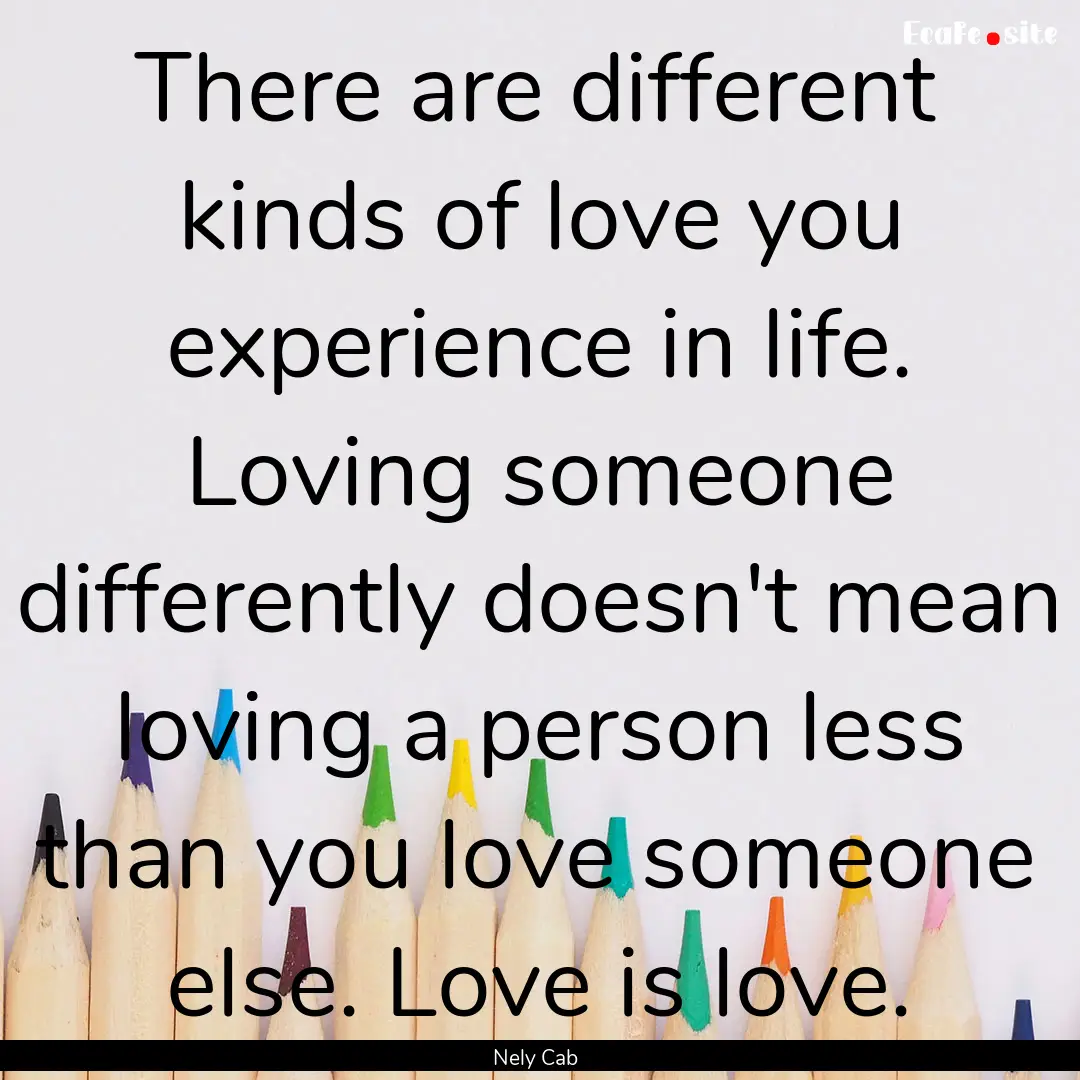 There are different kinds of love you experience.... : Quote by Nely Cab